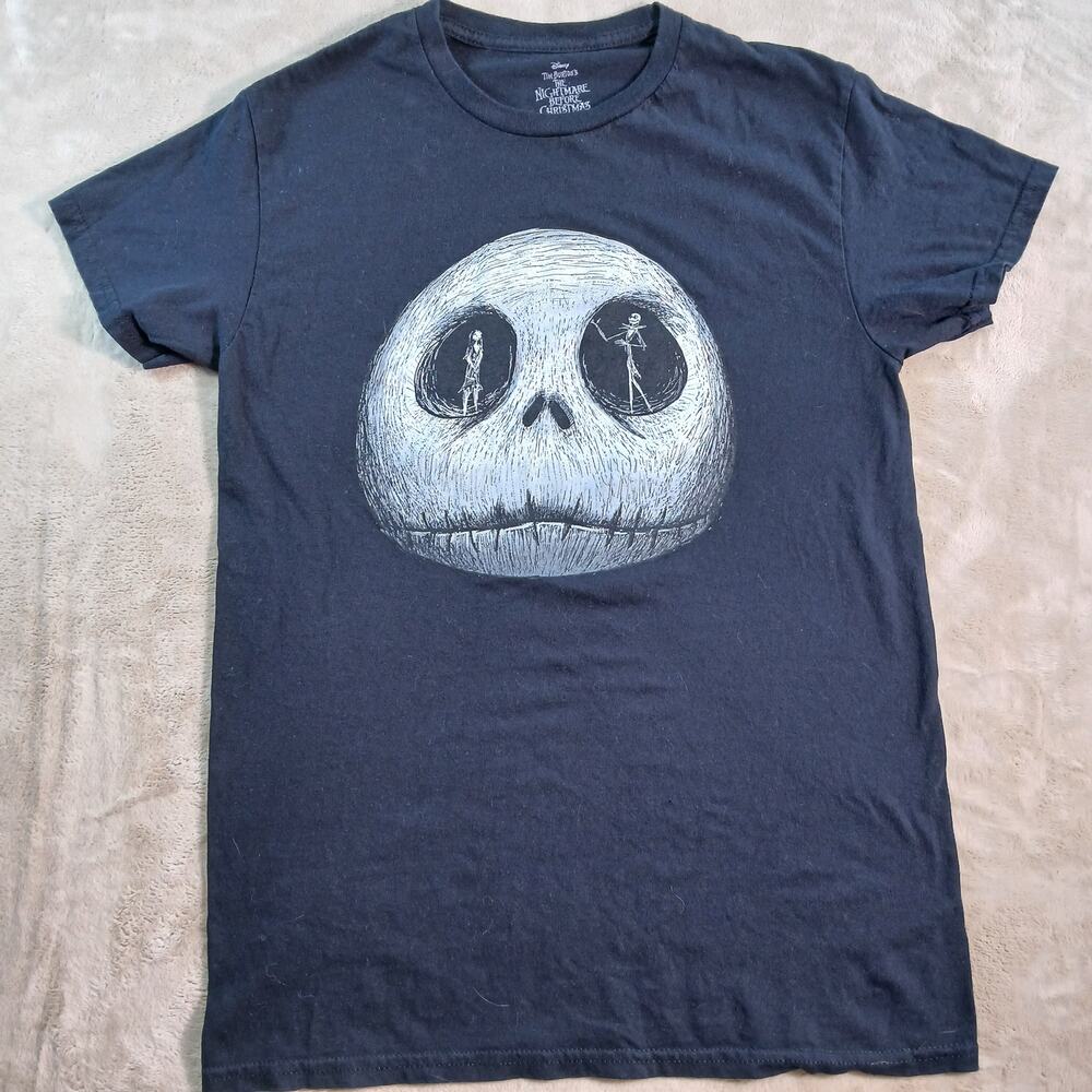 Disney Nightmare Before Christmas T-Shirt S Jack Sally Skull Black Graphic Tee